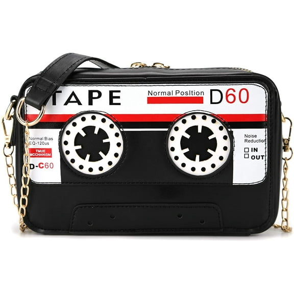 YOUI-GIFTS Retro Tape Shaped Evening Purse,PU Audio Cassette Crossbody HandBag for Women