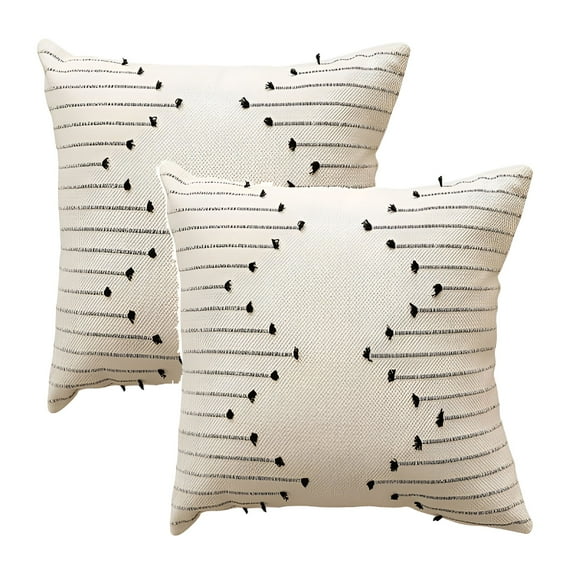 LAMIRO 2 Sets of Bohemian Decorative Fabric Cushions - 18x18" Throw Pillows for Living Room,Sofa,Bedroom,and Home Decor,Cozy Accent Pillows for Bed or Chair