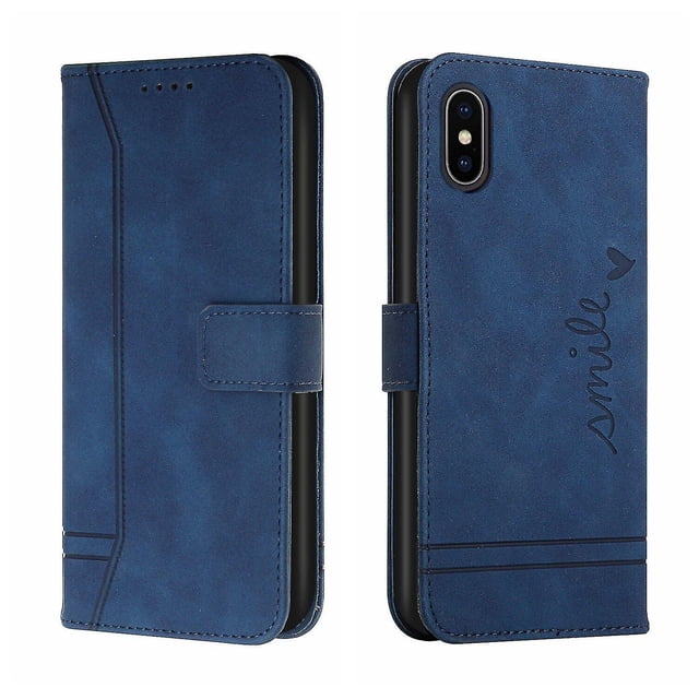 Funda con tapa estilo vintage para iPhone X/XS, ranura para múltiples tarjetas, protección total, estilo retro, material PU+TPU