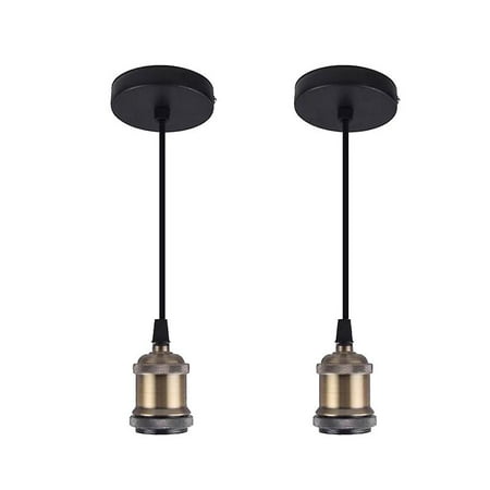 

2pcs American Style Vintage Lamp Holder Metal Pendant Light Fitting E27 Ceiling Light Base (bronze Without Blub)