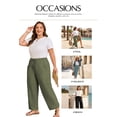 thumbnail image 4 of SHEWIN Cotton Pants Women Plus Size Pants Wide Leg Pants Drawstring Elastic Waist Lounge Pants Lightweight with Pockets, 4 of 12
