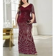 thumbnail image 2 of Womens Mermaid Plus Size V Neck Sequin Evening Dress Long Sleeves Mother of The Bride Gowns Royal Blue, 2 of 6