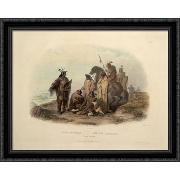 Crow Indians, plate 13 from volume 1 of `Travels in the Interior of North America' 36x28 Large Black Ornate Wood Framed Canvas Art by Karl Bodmer