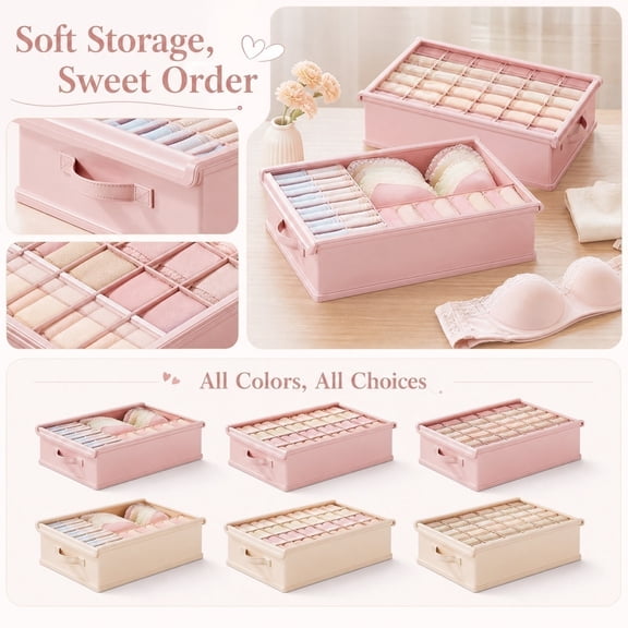 Closet Drawer Organizer And Storage Box With Dividers For Underwear Socks And Lingerie Foldable Wardrobe Organizer For Bedroom And Dresser Organization Solution, 1Pack A