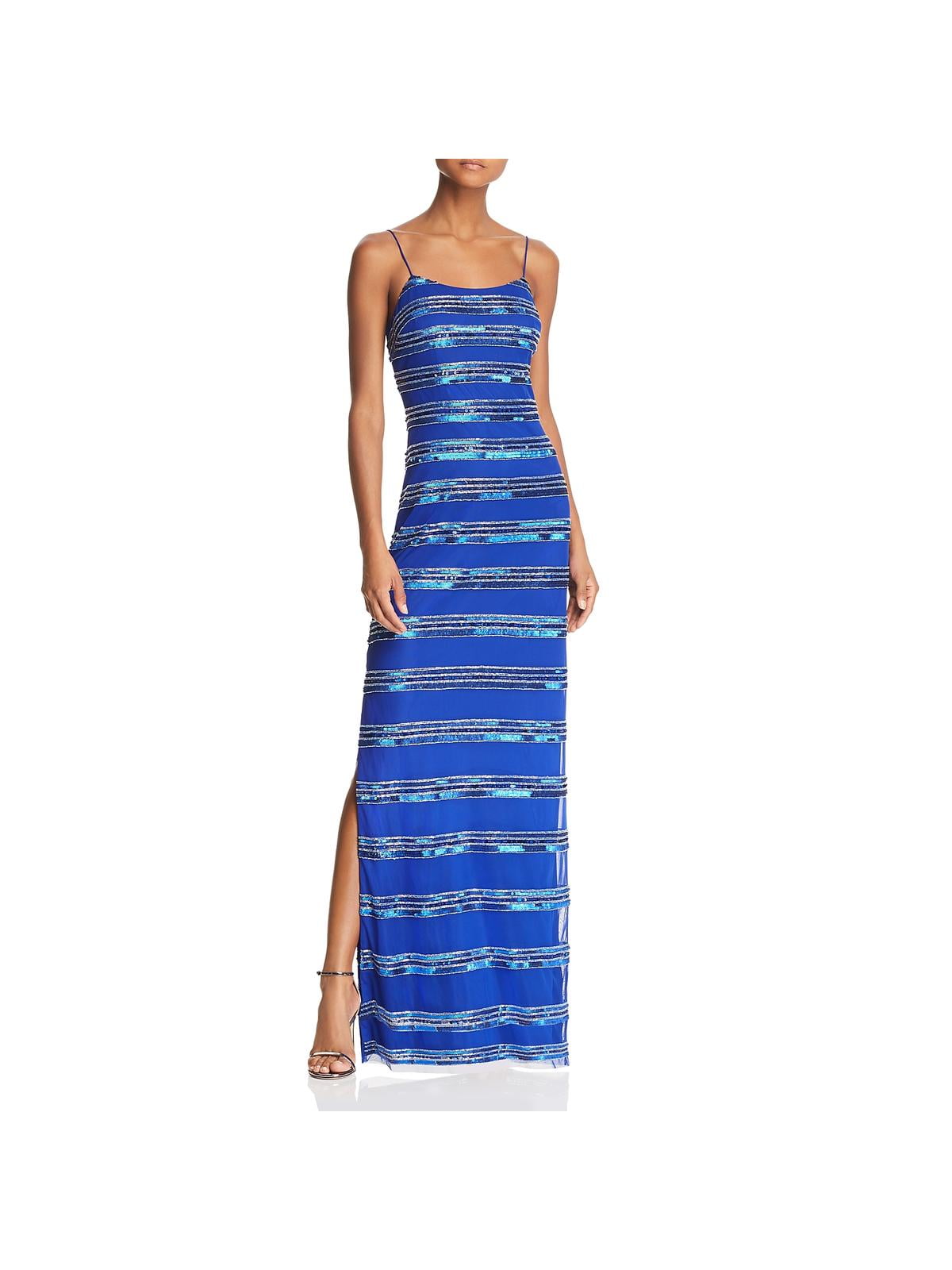 striped evening dress