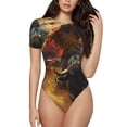 thumbnail image 1 of Balery Colorful Bull Western Man Body de cuello redondo de manga corta para mujer Tops de manga corta Tops básicos-X-Large, 1 of 7