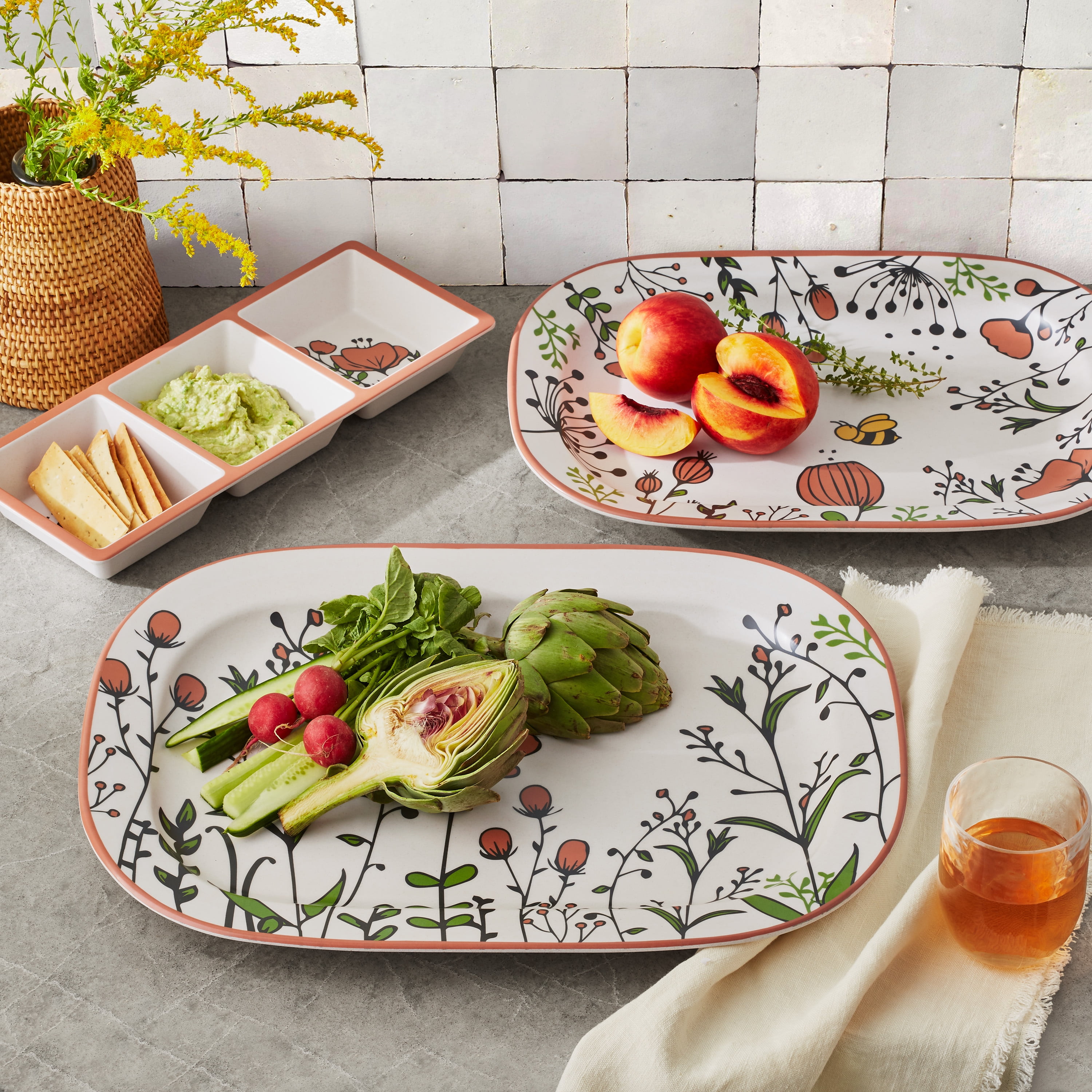 Buenisimo Bamboo Melamine Serveware Set 3-Piece Cartoon Bee Food