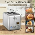 thumbnail image 2 of Toaster 2 Slice,Stainless Steel,LCD Display,7 Bread Shade Settings,1.4" Wide Slots,4-in-1 Functions,Removable Crumb Tray,900W,Silver, 2 of 7
