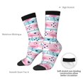 thumbnail image 4 of Picia Pink Striped Flamingo Print Athletic Socks for Men & Women – Cushioned Moisture-Wicking Crew Socks for Sports, Running, and Training, Soft & Breathable Size 5-11, 4 of 6