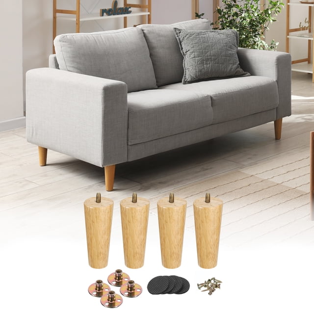 Paquete de 4 patas de muebles, patas de madera redondas de 14 pulgadas para sofá, pies de silla de reemplazo