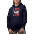 thumbnail image 2 of Live for Love, Inspirational Quote, Navy Blue Hooded Sweatshirt or Hoodie, Small, 2 of 5