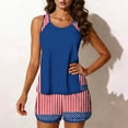 thumbnail image 2 of Pounoo Patriotic Two Piece Swimsuits Women American Flag Print Sleeveless Tops High Waisted Shorts Tankini Sets Beach Wear Gift, 2 of 7