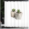 thumbnail image 3 of Ambesonne Green Leaves Shower Curtain, Closeup of Pots Print, 69"Wx70"L, Grey Yellow Dark Taupe, 3 of 4