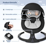 Baby Swing for Infant, Caveen Electric Bluetooth Music Bouncer Rocker with 5 Sway Modes, 3 Timing, Removable Cushion, Black