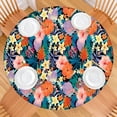 thumbnail image 2 of Pioneer Flower Floral Print Pattern Round Fitted Tablecloth with Elastic Edge,Dining Table Cover Waterproof,Outdoor Round Tablecloth for Camping,Dining,Indoor and Outdoor, 2 of 7