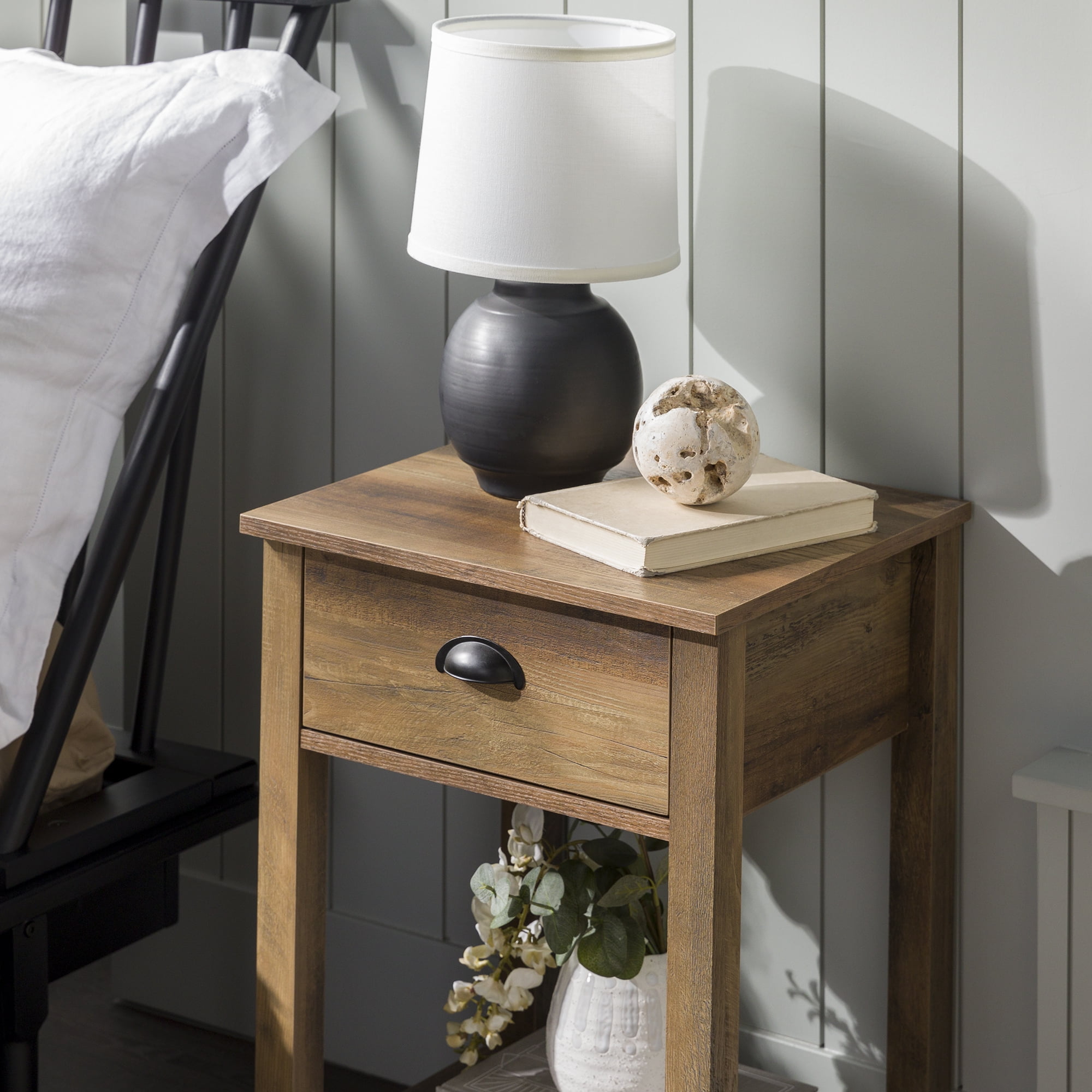 Walker Edison Farmhouse Single Drawer Open Shelf End Table Walker Edison Farmhouse Single Drawer Open Shelf End Table