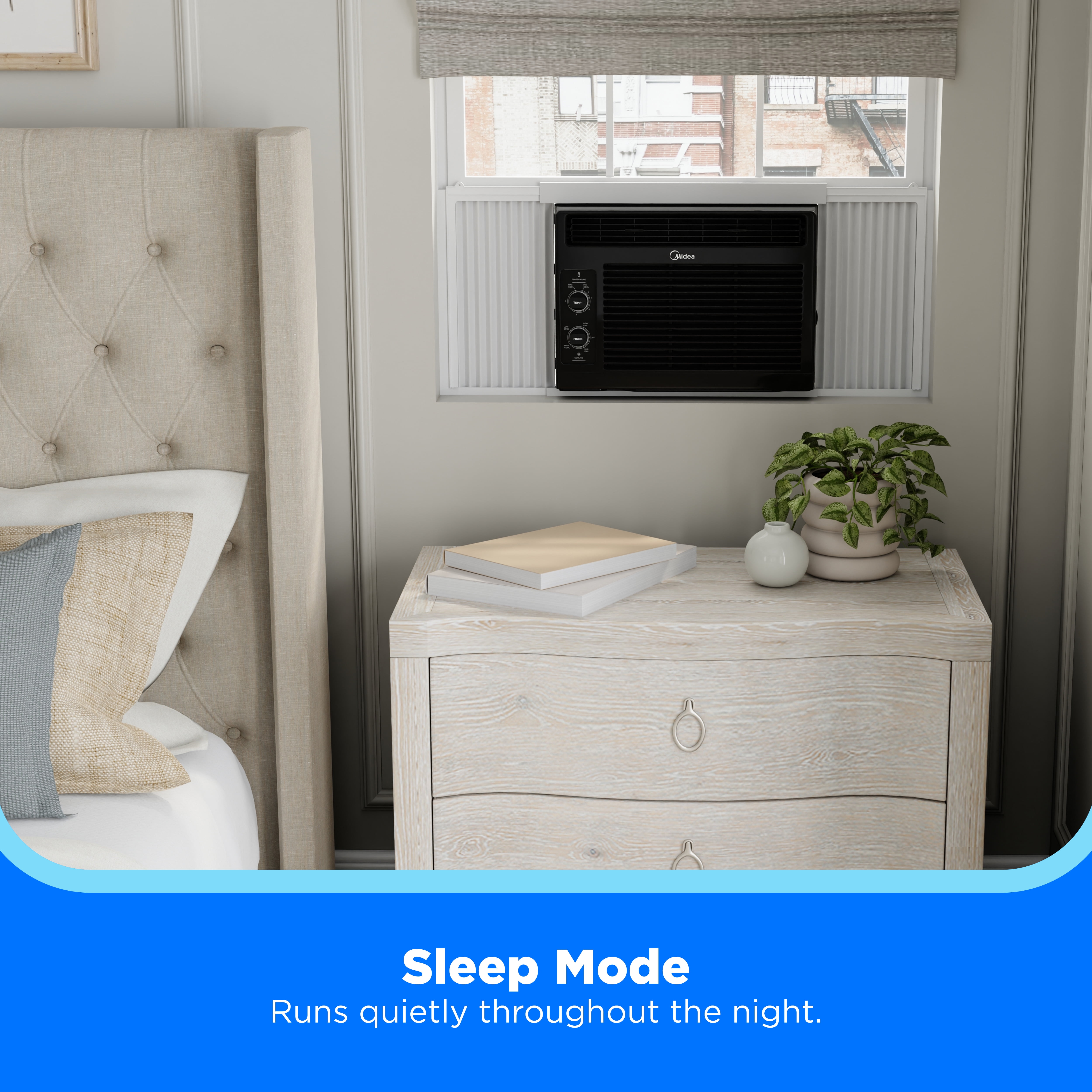 Midea 5,000 BTU Mechanical Window Air Conditioner, Covers Up to 150 Sq. Ft., Easy Installation, Black, Model MAW05M1WBL