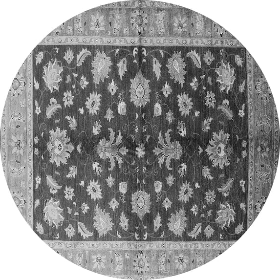 Ahgly Company Indoor Round Oriental Gray Industrial Area Rugs, 7' Round