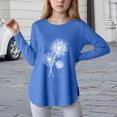 thumbnail image 2 of HCNTES Girls Long Sleeve T Shirts Kids Fall Tops Star Print Crewneck Basic Tees(Blue,13-14 Years), 2 of 4