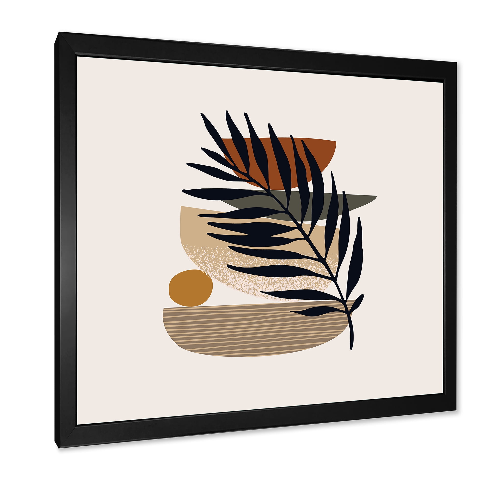 Designart 'Shapes and Tropical Leaf Silhouettes IV' Modern Framed Art Print