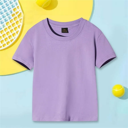 

uublik Girls Shirts Summer Savings Short Sleeve Top Undershirts Purple Sizes 2T-12