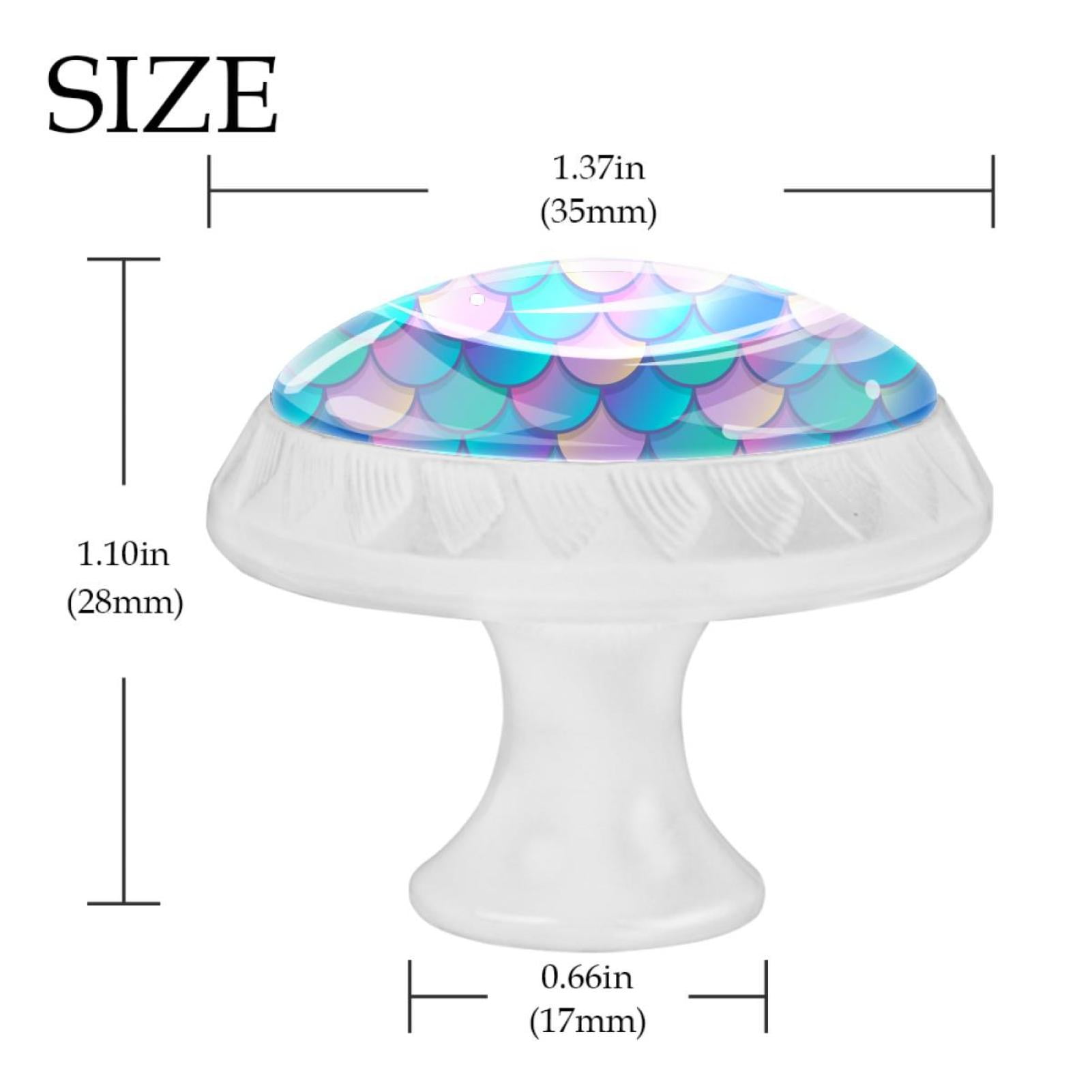 4 Pcs Mermaid Scales Knobs for Kitchen Cabinet Cupboard Dresser Bookcase Drawer Pulls Handles Round Home Decor