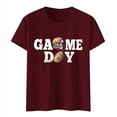 thumbnail image 5 of TSADFHJI Hauts pour Femmes, T-Shirt à Manches Courtes Col Rond Imprimé Lettre Rugby L Rouge, 5 of 5