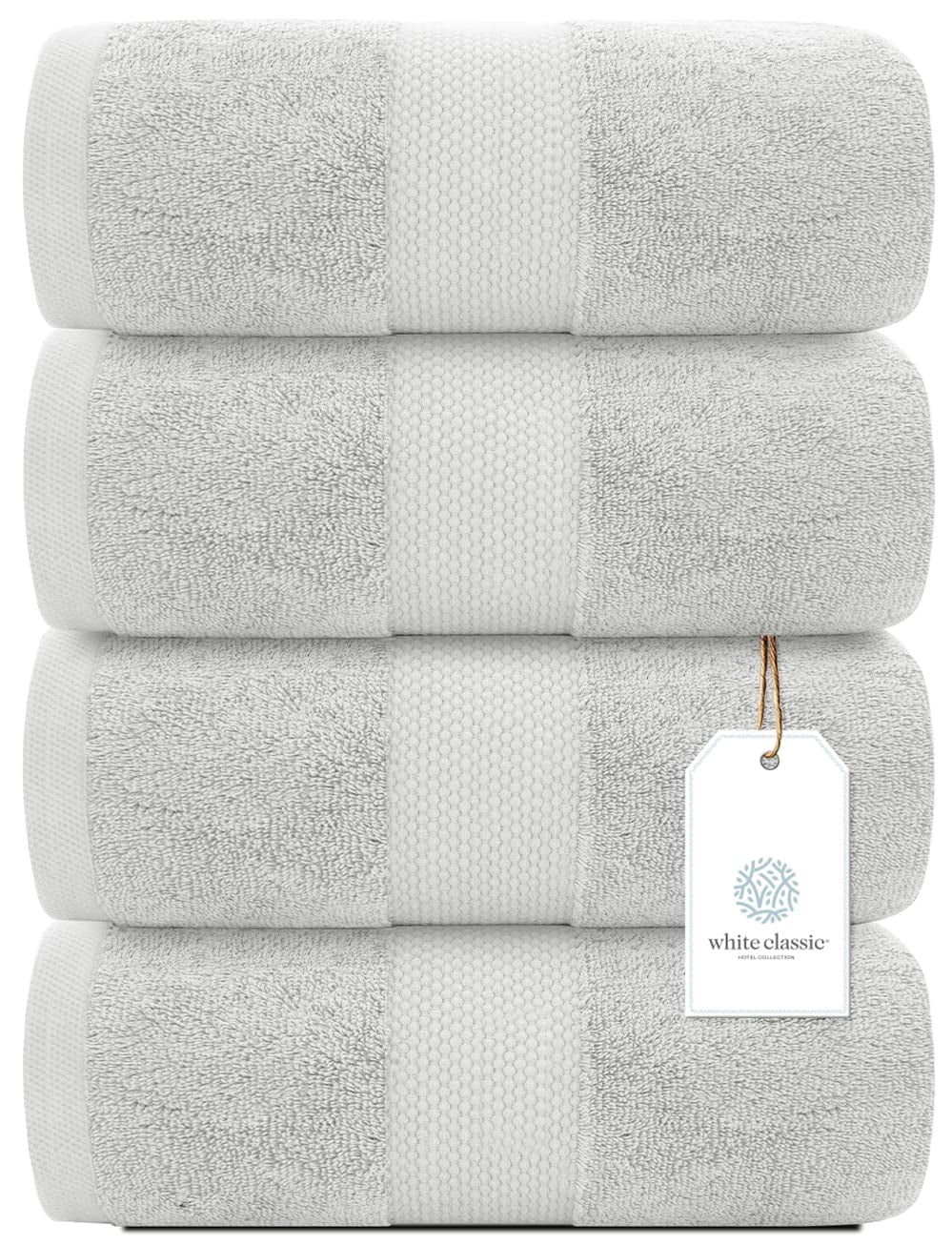 White Classic Luxury Bath Towels Large Cotton Hotel spa Bathroom Towel 30x56 4 Pack
