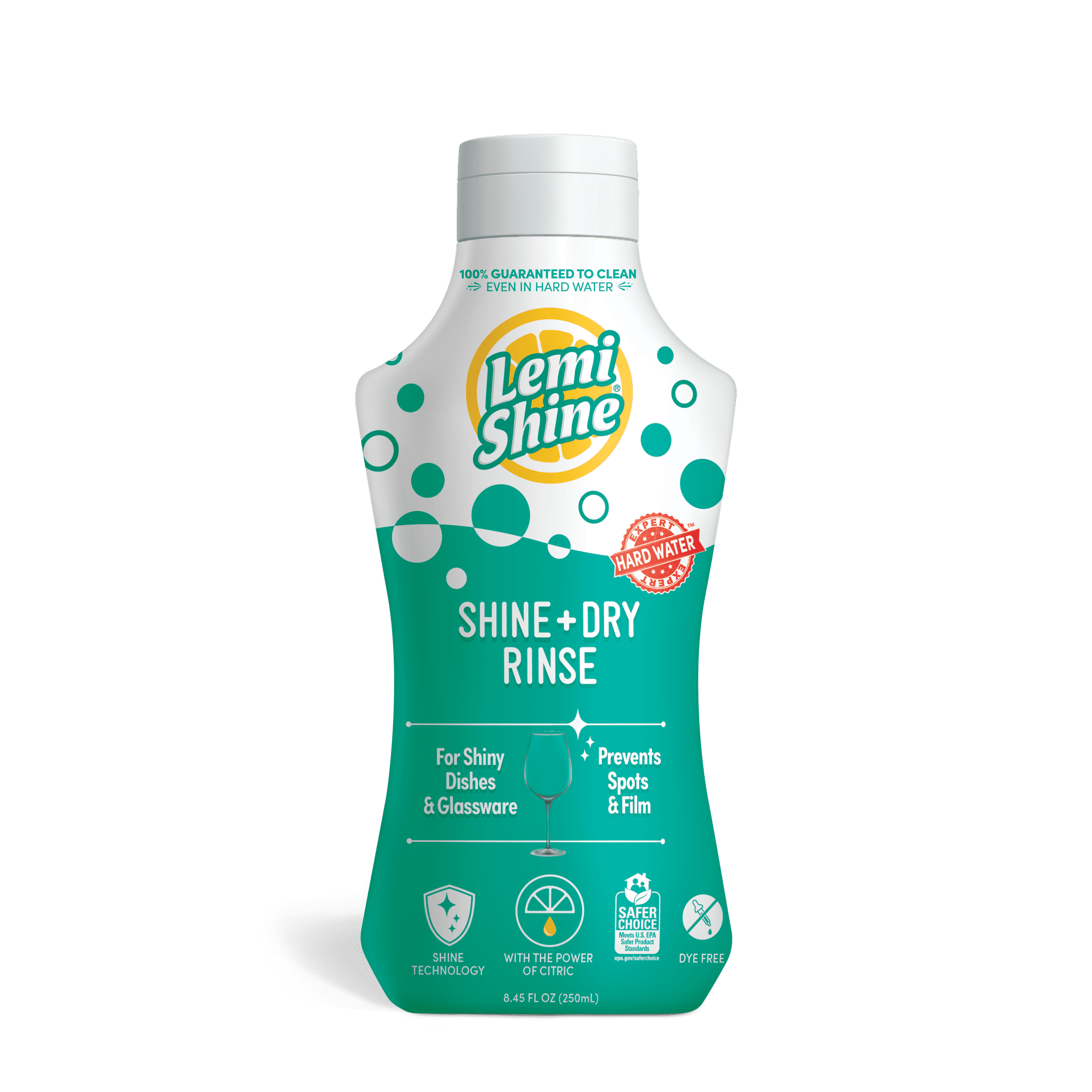 Lemi Shine Shine + Dry, Dishwasher Rinse Aid, Spotless and Streakless Shine, 8.45 oz.