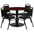 thumbnail image 2 of Emma + Oliver 36"RD Mahogany Laminate Table Set-RD Base & 4 Black Banquet Chairs, 2 of 3