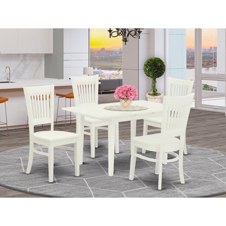 HomeStock Old World Opulence 5-Piece Rectangular Dining Table Set4 Kitchen Chairs With Slatted Back And Wooden Seat And Butterfly Leaf Wood Dining Room Table With Rectangular Top And 4 Legs