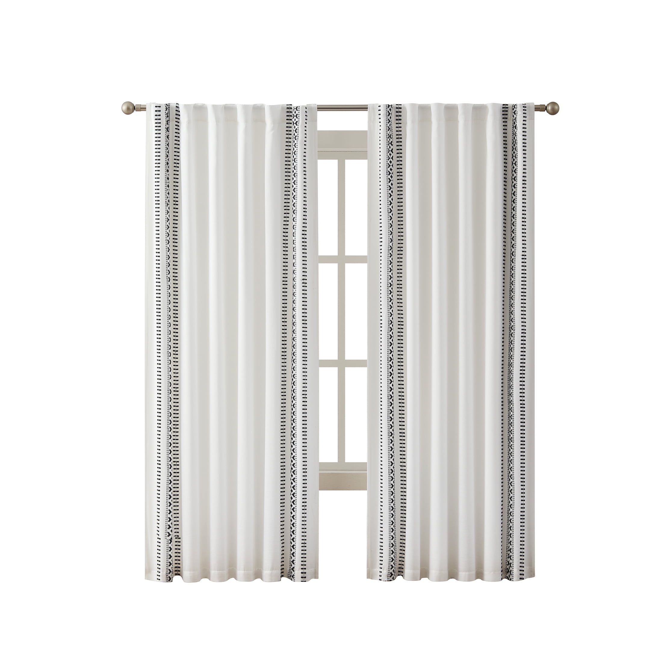 Indigo Ink Rogue Black/White Geometric Rod Pocket Blackout Curtain Panel, 52" x 84"