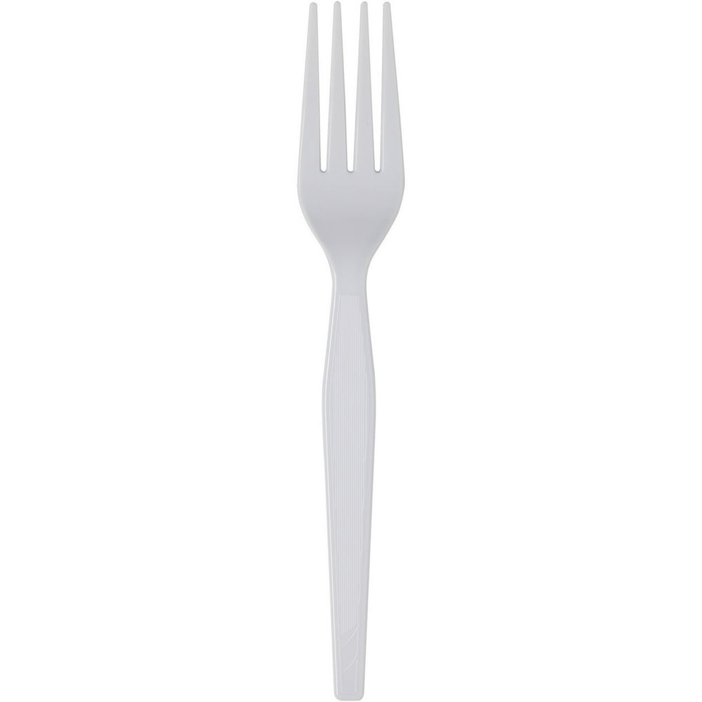 Dixie Plastic Cutlery, Heavyweight Forks, White, 100/Box DXEFH207