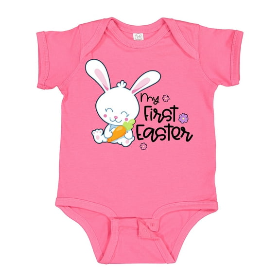 Inktastic My 1st Easter with Cute Bunny and Carrot Boys or Girls Baby Bodysuit