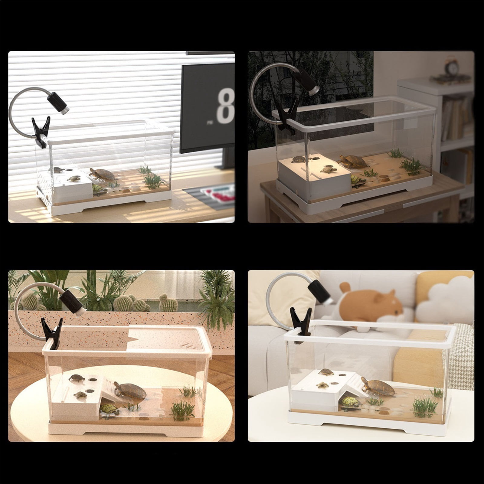 Turtle tank visual turtle ecological integrated bottom drainage household use