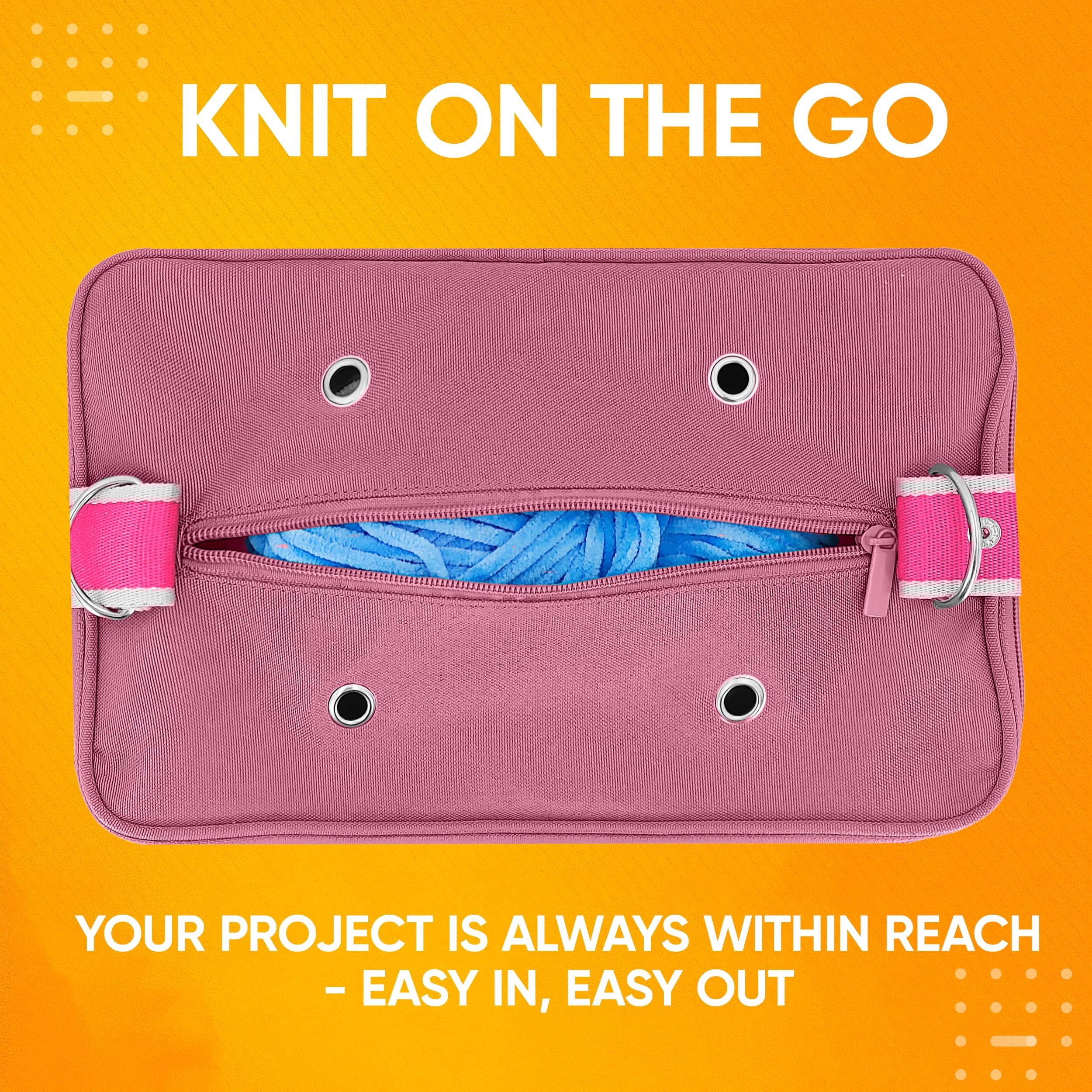 CRAFTISS Crochet Bag Yarn Storage - Perfect Gift - Durable Canvas Yarn Bag for Crochet Accessories - Organizer with Built-in Knitting Accessories Case