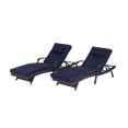 thumbnail image 5 of Jopath Set of 2 Outdoor Wicker Long Reclining Chair with Cushions, Wicker Reclining Lounge Chair Lawn Sunbathing Chairs Recliner up to 150° for Beach Poolside Garden Dark Blue, 5 of 9