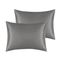 Unique Bargains Soft and Durable Envelope Closure Satin Pillowcase (2 Count) Dark Gray Standard