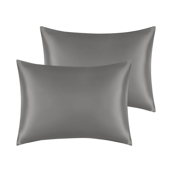 Unique Bargains Soft and Durable Envelope Closure Satin Pillowcase (2 Count) Dark Gray Standard