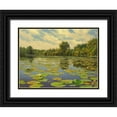 thumbnail image 1 of Adamov, Alexey 32x25 Black Ornate Wood Framed with Double Matting Museum Art Print Titled - Water Lilies on the River IV, 1 of 4