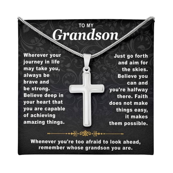 Grandson Cross Necklace Birthday Present From Grandmother, Multi Cross Necklace