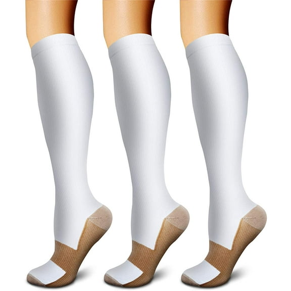 Copper Compression Socks (3 Pairs) 15-20 mmHg Circulation is Best Athletic & Daily for Men & Women, Running, Climbing