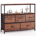 thumbnail image 5 of CONCETTA TV Stand Dresser with 5 Fabric Drawers and Open Shelving, Multi-functional Storage Unit Fits TV up to 45 inches for Bedroom Living Room Hallway, Rust, 5 of 9