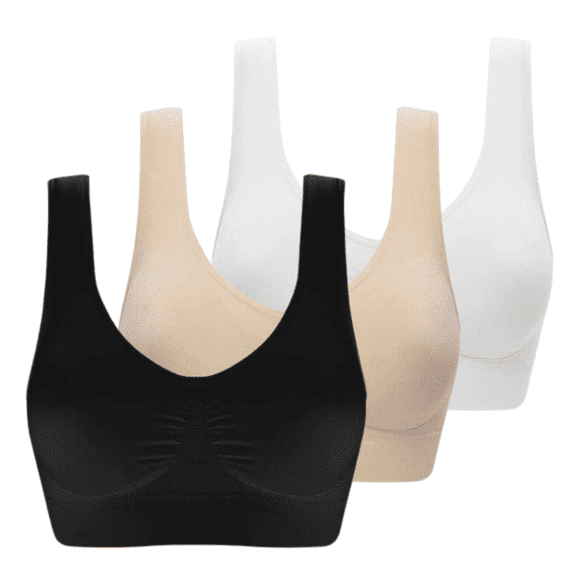 TQWQT Women Sport Bra Plus Size Cotton Breathable Underwear with Pads Push Up Bra 3-Pack