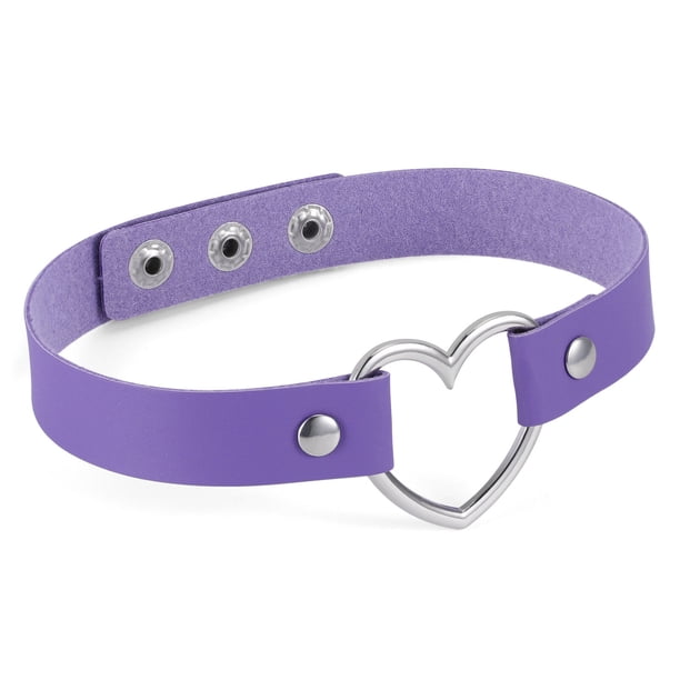 Collar Colorido Sonducket Gargantilla de Cuero Corazón Morado Claro