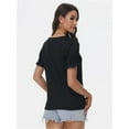 thumbnail image 5 of 3-pack Black Tops for Women Summer Casual Ruffle Trim Sleeve Square Neck T Shirts, 5 of 6