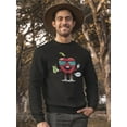 thumbnail image 2 of Apple Cartoon With Sunglasses Sweatshirt Men -Image by Shutterstock, Male 3X-Large, 2 of 4