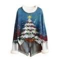 thumbnail image 2 of Ounisa Womens Christmas Crop Sweatshirt Funny Christmas Tree Snowflake Graphic Long Lantern Sleeve Round Neck Pullover Winter Coats Tops, 2 of 4