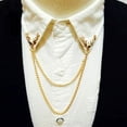 thumbnail image 5 of Fashion Men Women Shirt Suit Collar Deer Head Brooch Pin with Long Chain Gift, 5 of 8