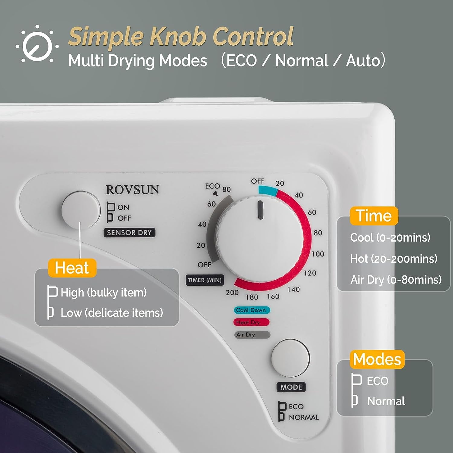 VINGLI 110 V Electric Compact Front Load Tumble Portable Clothes Dryer